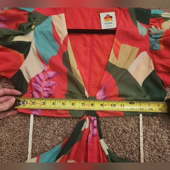 Farm Rio Red Heliconia Cutout Midi Dress - Picture 7 of 15